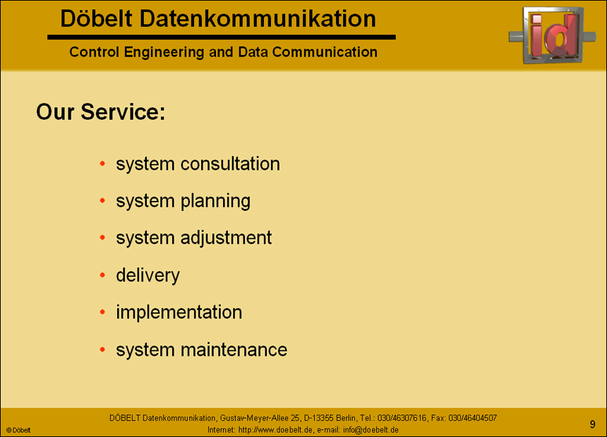 Dbelt Datenkommunikation - Product Presentation: company - Slide 9