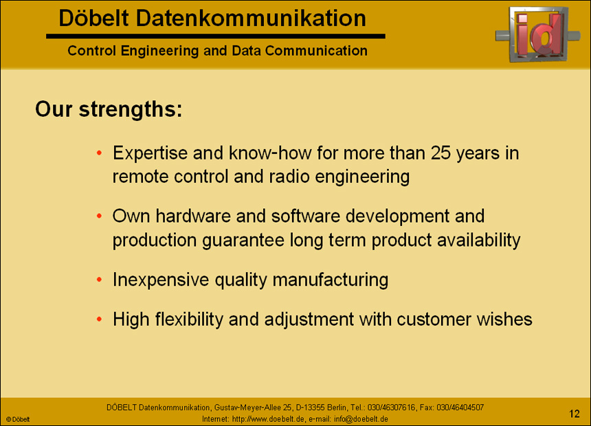 Dbelt Datenkommunikation - Product Presentation: company - Slide 12