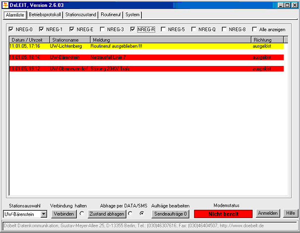 Screenshot 20: Registerkarte Alarmliste (kundenspezifisch)